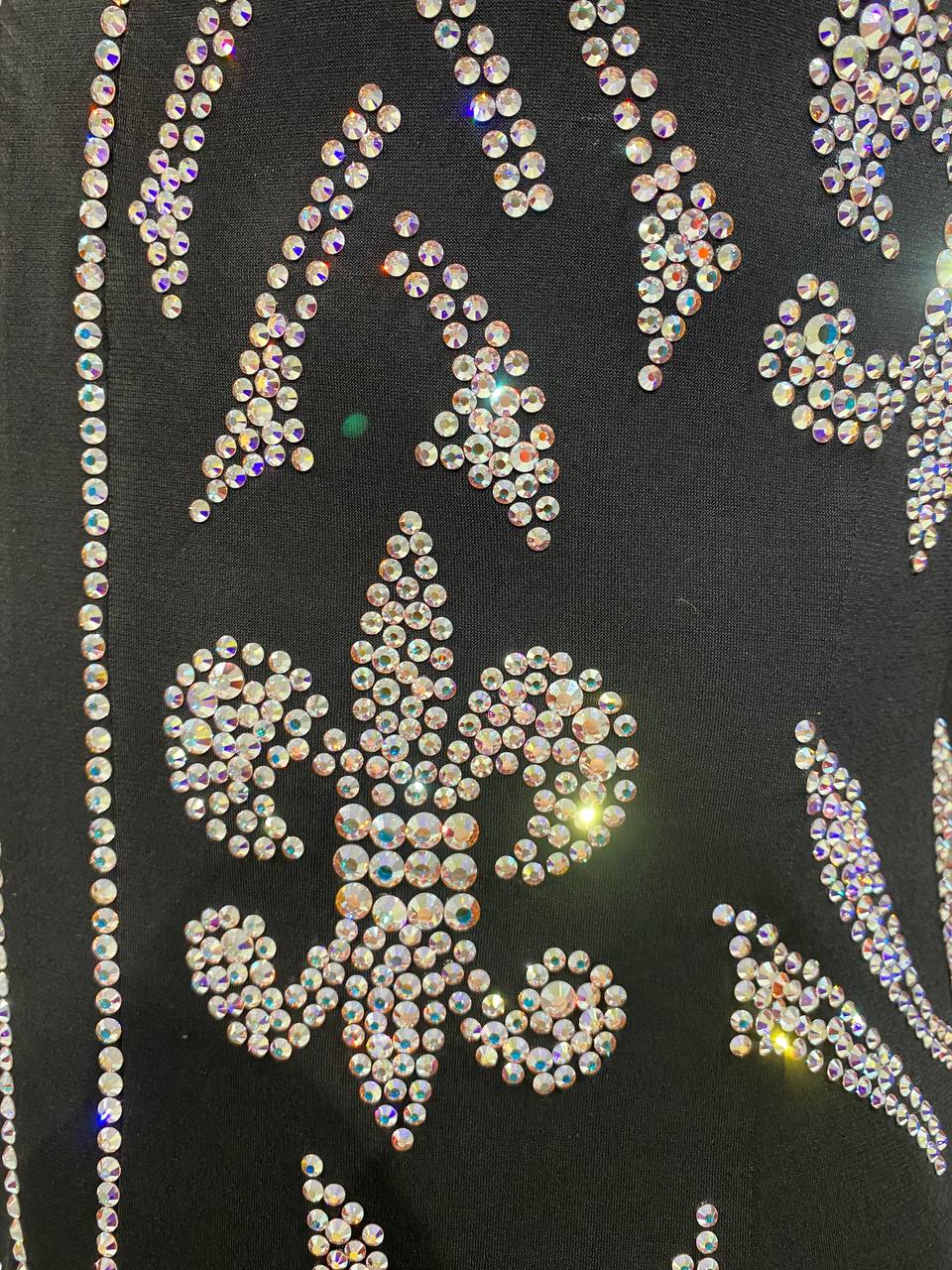 Чёрная кофта с узорами из камней Crystal AB — изображение 2